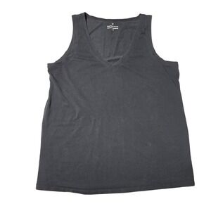 Denver Hayes Women's Gray V-Neck Semi Fitted T-Shirt Size Large sleeveless l